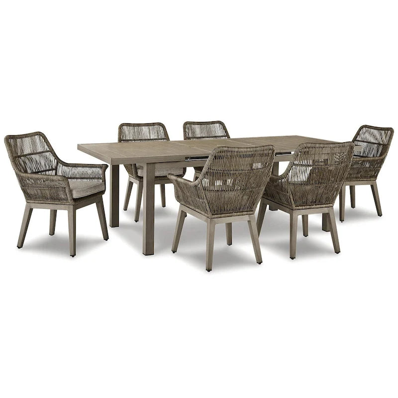Ensemble de 7 meubles d'extérieur Signature Design by Ashley Beach Front beige – 42W x 71/94D x 30H