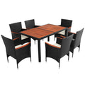 Ensemble de salle à manger de patio pour 6, table et chaises en osier d'extérieur avec coussins