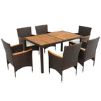 Ensemble de salle à manger de patio pour 6, table et chaises en osier d'extérieur avec coussins