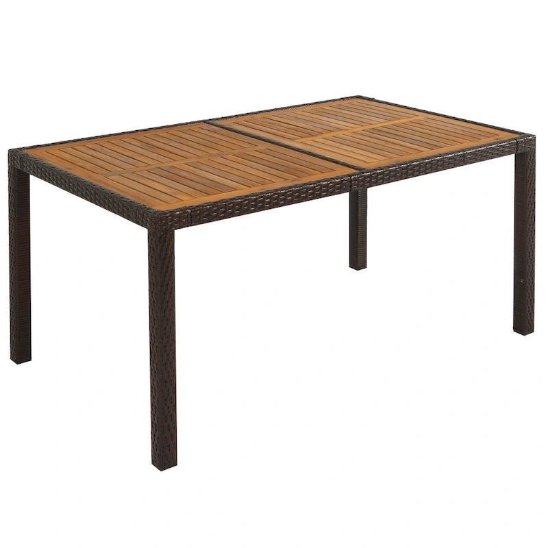 Ensemble de salle à manger de patio pour 6, table et chaises en osier d'extérieur avec coussins