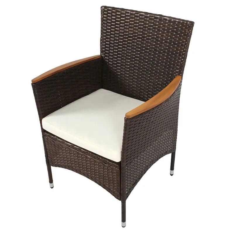 Ensemble de salle à manger de patio pour 6, table et chaises en osier d'extérieur avec coussins