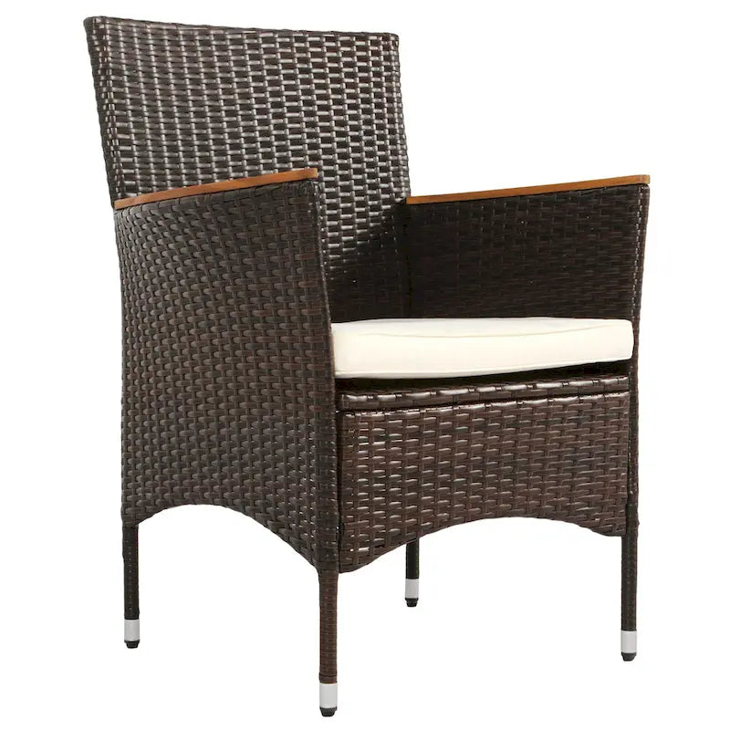 Ensemble de salle à manger de patio pour 6, table et chaises en osier d'extérieur avec coussins