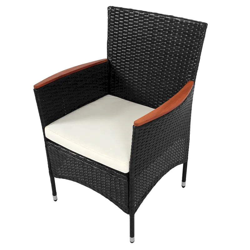 Ensemble de salle à manger de patio pour 6, table et chaises en osier d'extérieur avec coussins