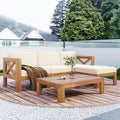 Ensemble de canapés de jardin modulables 5 pièces en bois d'acacia naturel avec tissu résistant à l'eau