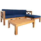 Ensemble de canapés de jardin modulables 5 pièces en bois d'acacia naturel avec tissu résistant à l'eau