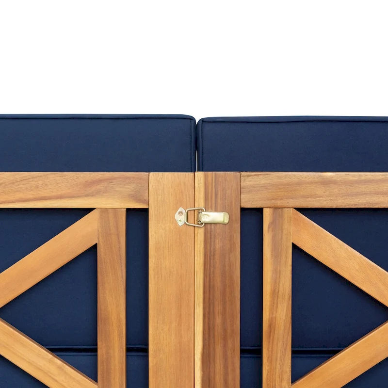 Ensemble de canapés de jardin modulables 5 pièces en bois d'acacia naturel avec tissu résistant à l'eau