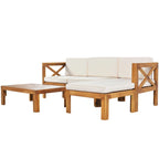 Ensemble de canapés de jardin modulables 5 pièces en bois d'acacia naturel avec tissu résistant à l'eau