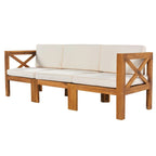 Ensemble de canapés de jardin modulables 5 pièces en bois d'acacia naturel avec tissu résistant à l'eau