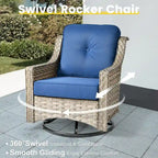 Ensemble de conversation en osier 6 pièces XIZZI pour terrasse avec fauteuil pivotant