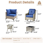 Ensemble de conversation en osier 6 pièces XIZZI pour terrasse avec fauteuil pivotant
