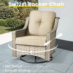 Ensemble de conversation en osier 6 pièces XIZZI pour terrasse avec fauteuil pivotant