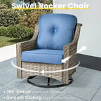 Ensemble de conversation en osier 6 pièces XIZZI pour terrasse avec fauteuil pivotant