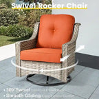 Ensemble de conversation en osier 6 pièces XIZZI pour terrasse avec fauteuil pivotant