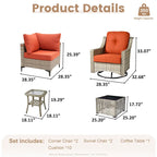 Ensemble de conversation en osier 6 pièces XIZZI pour terrasse avec fauteuil pivotant