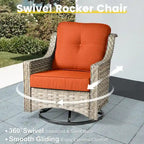 Ensemble de conversation en osier 6 pièces XIZZI pour terrasse avec fauteuil pivotant