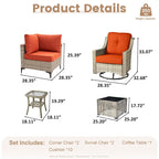 Ensemble de conversation en osier 6 pièces XIZZI pour terrasse avec fauteuil pivotant