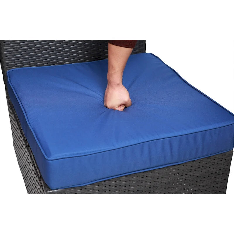 Ensembles de canapés de jardin et de patio 7 pièces, noir + bleu foncé, avec table basse, cadre en métal résistant à la rouille