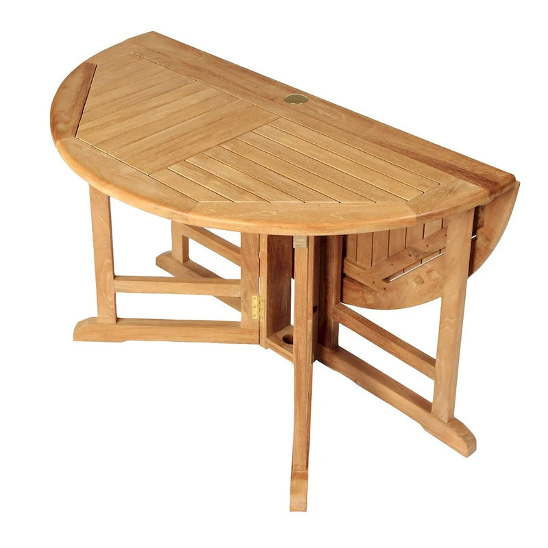 Table à manger papillon pliante en teck - Ronde 48 (120 cm)