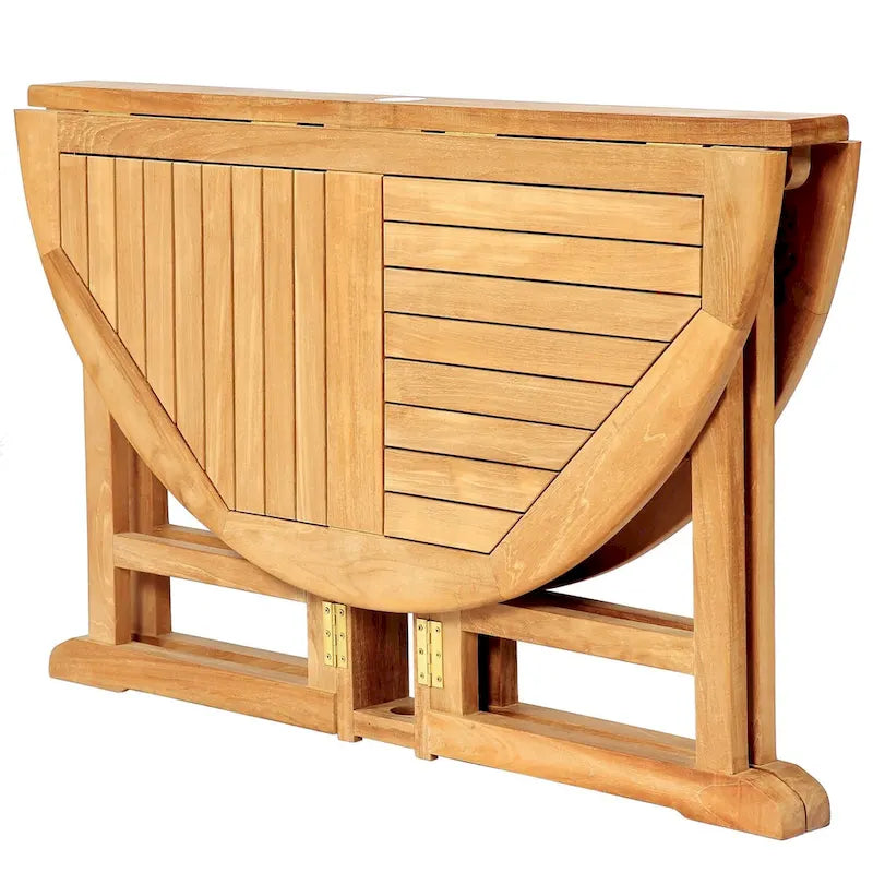 Table à manger papillon pliante en teck - Ronde 48 (120 cm)