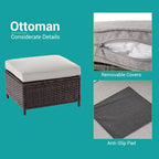 Mobilier de conversation 7 pièces BONOSUKI Patio en rotin marron avec 2 tables d'appoint