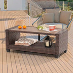 Mobilier de conversation 7 pièces BONOSUKI Patio en rotin marron avec 2 tables d'appoint