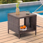 Mobilier de conversation 7 pièces BONOSUKI Patio en rotin marron avec 2 tables d'appoint