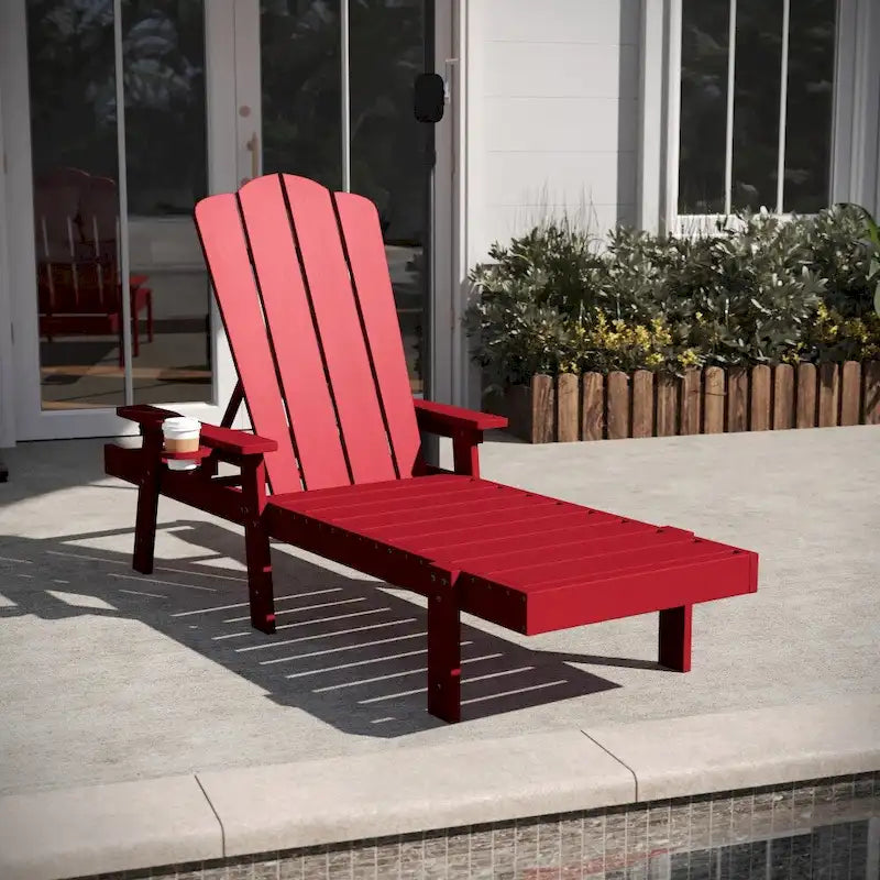 Lot de 2 chaises longues commerciales réglables tout temps avec porte-gobelets
