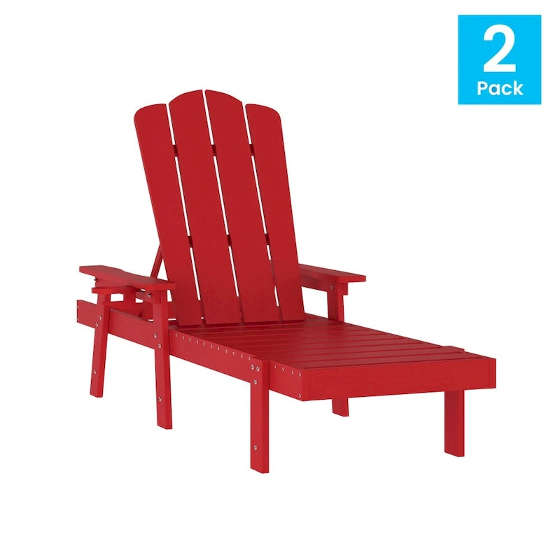 Lot de 2 chaises longues commerciales réglables tout temps avec porte-gobelets