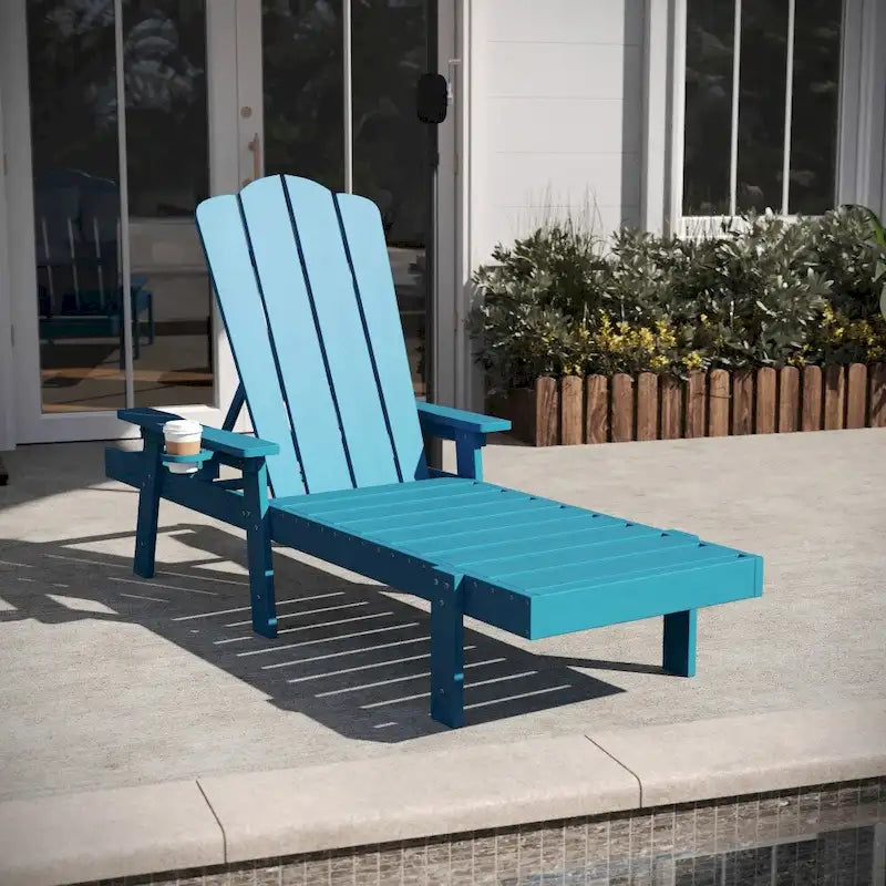Lot de 2 chaises longues commerciales réglables tout temps avec porte-gobelets