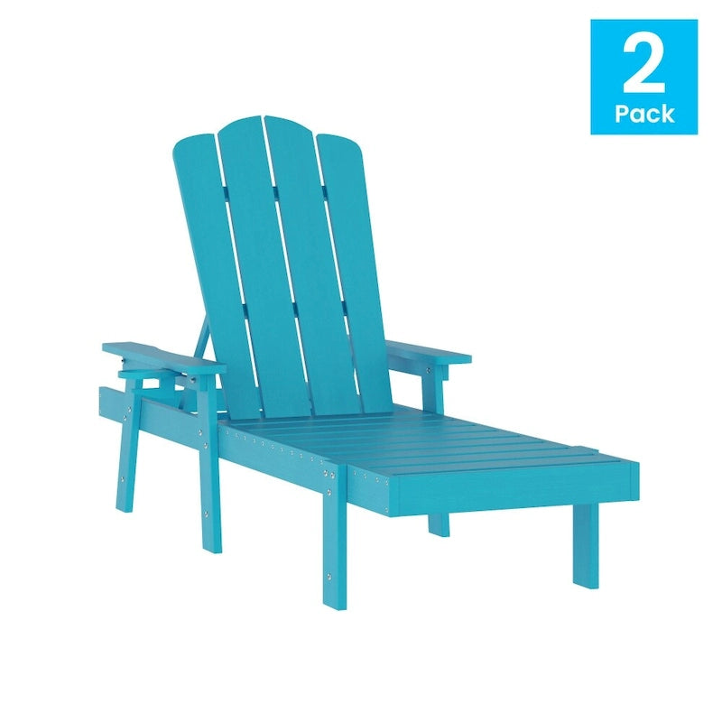 Lot de 2 chaises longues commerciales réglables tout temps avec porte-gobelets