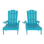 Lot de 2 chaises longues commerciales réglables tout temps avec porte-gobelets
