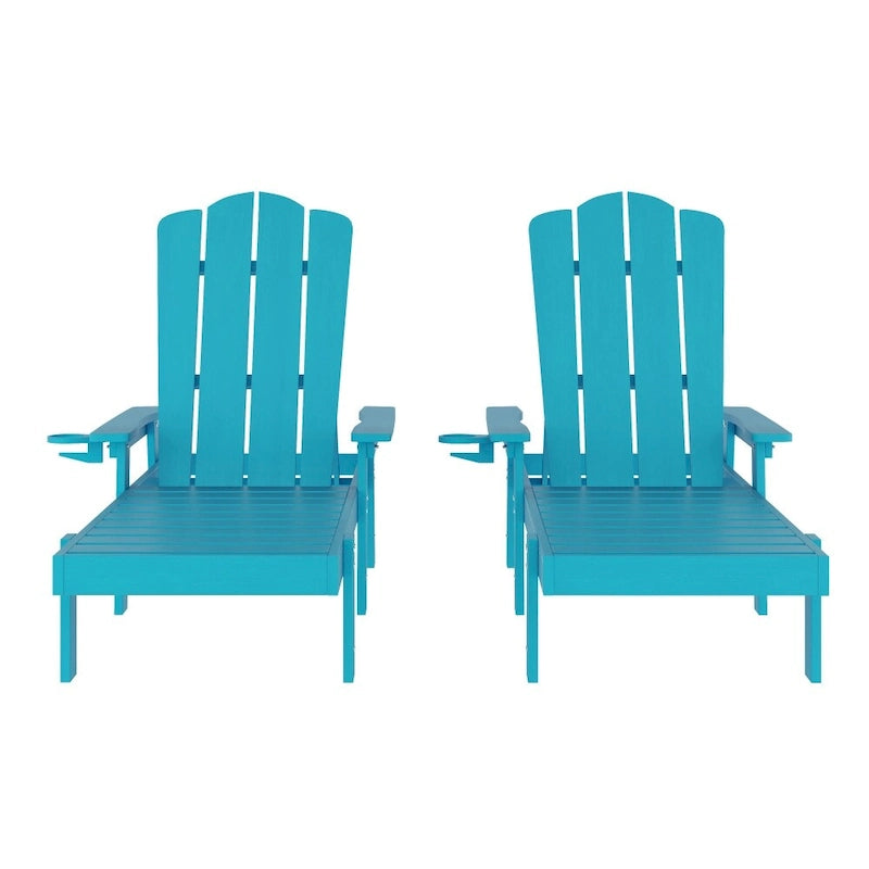 Lot de 2 chaises longues commerciales réglables tout temps avec porte-gobelets