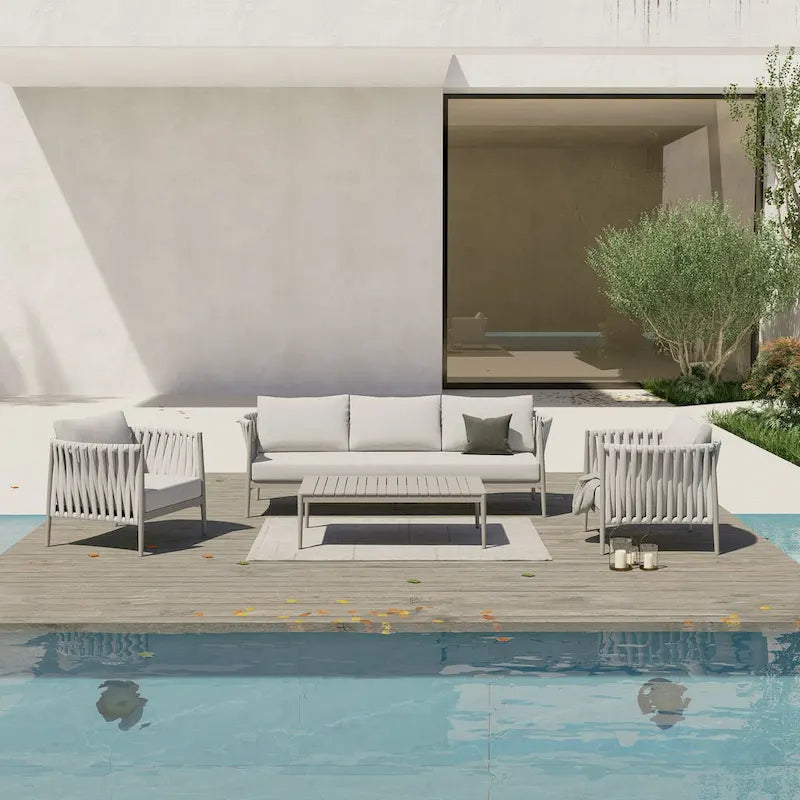Ensemble de quatre fauteuils de jardin Kamari
