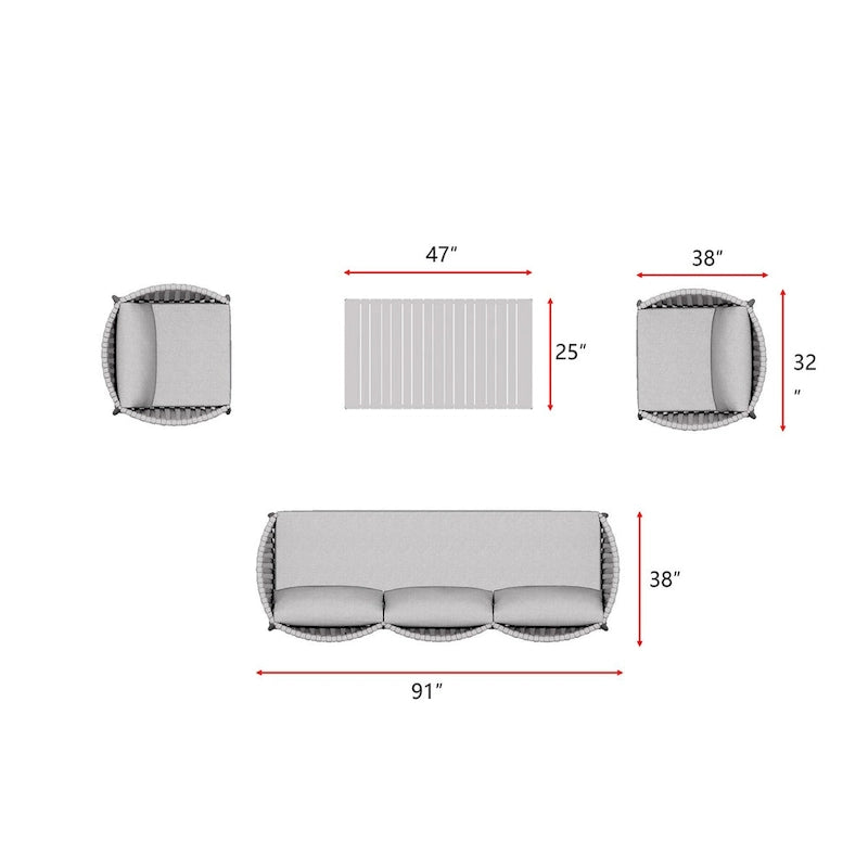 Ensemble de quatre fauteuils de jardin Kamari