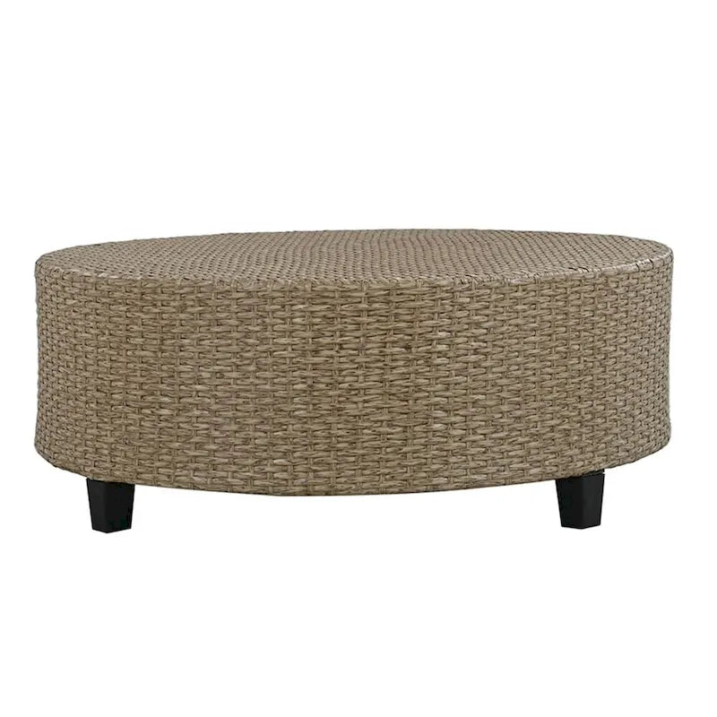 Ensemble de jardin 6 places en rotin en forme d'éventail avec coussins et table