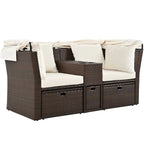 Ensemble causeuse de jardin convertible avec pare-soleil rétractable, porte-gobelets, coffres de rangement, coussins déperlants