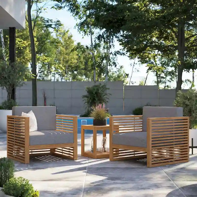 Ensemble de patio extérieur en teck 3 pièces Carlsbad