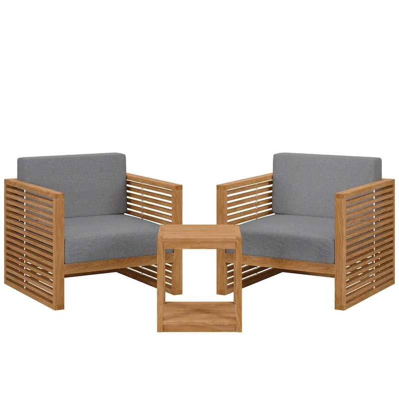 Ensemble de patio extérieur en teck 3 pièces Carlsbad
