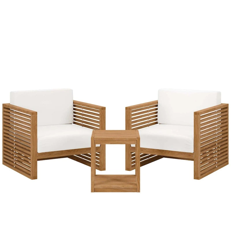 Ensemble de patio extérieur en teck 3 pièces Carlsbad