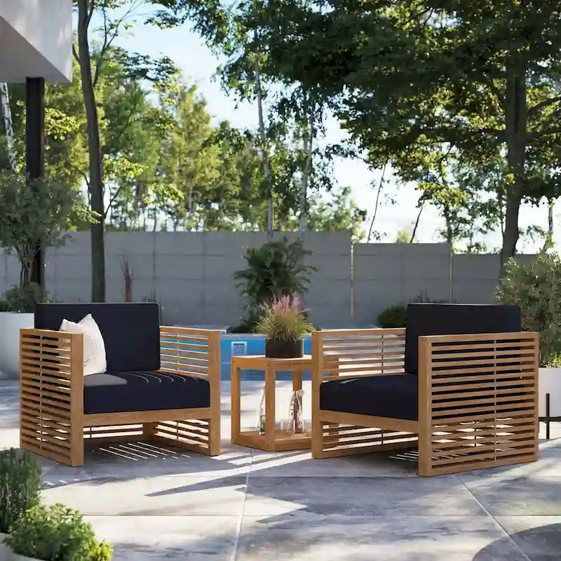 Ensemble de patio extérieur en teck 3 pièces Carlsbad