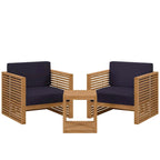 Ensemble de patio extérieur en teck 3 pièces Carlsbad