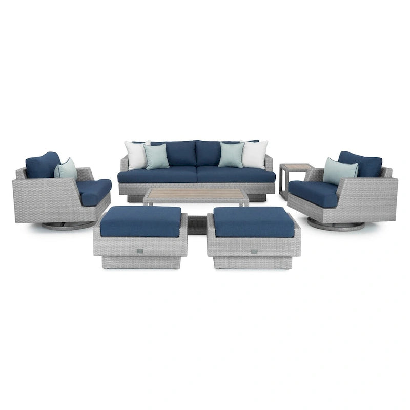 Ensemble de 7 fauteuils de jardin pivotants Portofino Comfort en tissu Sunbrella
