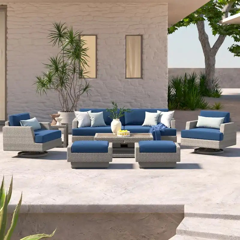 Ensemble de 7 fauteuils de jardin pivotants Portofino Comfort en tissu Sunbrella