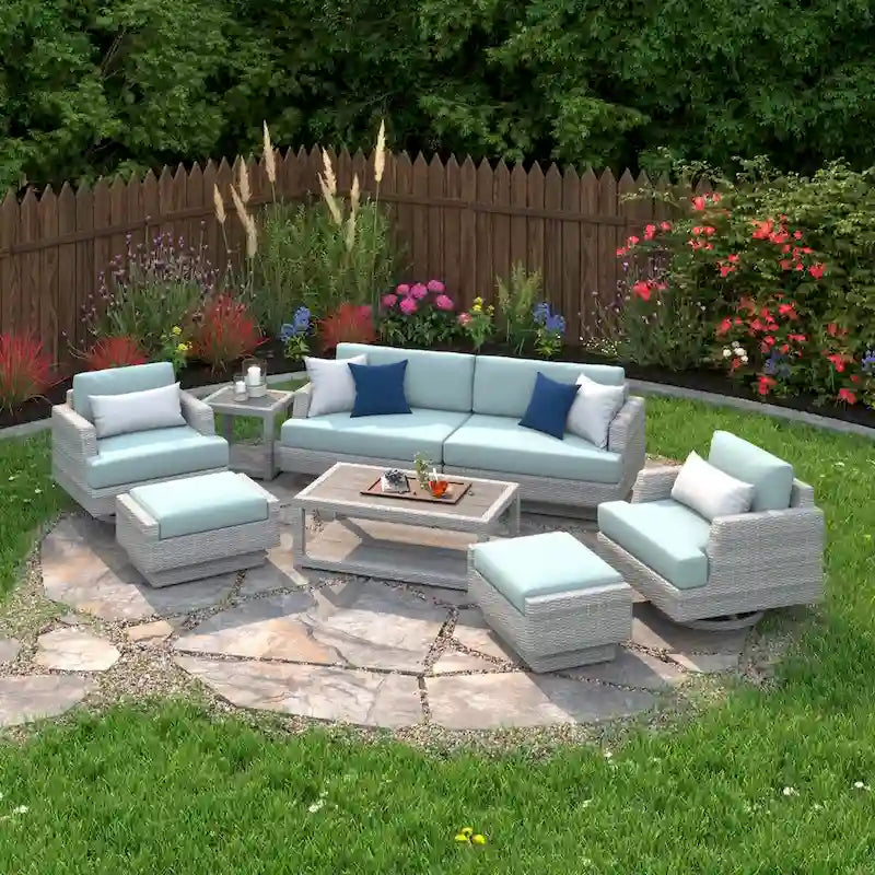 Ensemble de 7 fauteuils de jardin pivotants Portofino Comfort en tissu Sunbrella