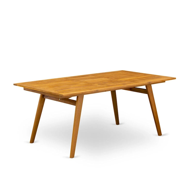Ensemble de salle à manger d'extérieur - Chaises avec dossier haut à lattes et table rectangulaire à 4 pieds en bois - Fini à l'huile naturelle (Option de pièces)