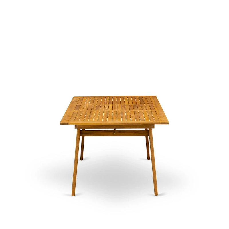 Ensemble de salle à manger d'extérieur - Chaises avec dossier haut à lattes et table rectangulaire à 4 pieds en bois - Fini à l'huile naturelle (Option de pièces)