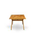 Ensemble de salle à manger d'extérieur - Chaises avec dossier haut à lattes et table rectangulaire à 4 pieds en bois - Fini à l'huile naturelle (Option de pièces)