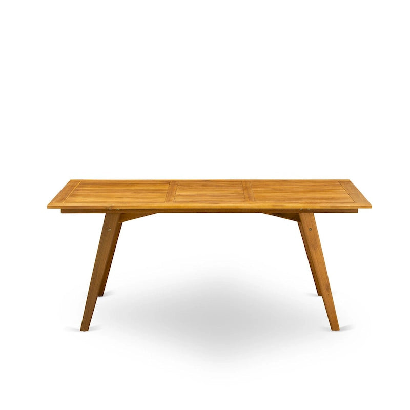 Ensemble de salle à manger d'extérieur - Chaises avec dossier haut à lattes et table rectangulaire à 4 pieds en bois - Fini à l'huile naturelle (Option de pièces)