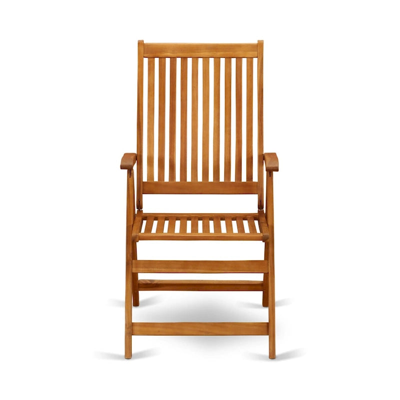 Ensemble de salle à manger d'extérieur - Chaises avec dossier haut à lattes et table rectangulaire à 4 pieds en bois - Fini à l'huile naturelle (Option de pièces)