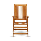 Ensemble de salle à manger d'extérieur - Chaises avec dossier haut à lattes et table rectangulaire à 4 pieds en bois - Fini à l'huile naturelle (Option de pièces)